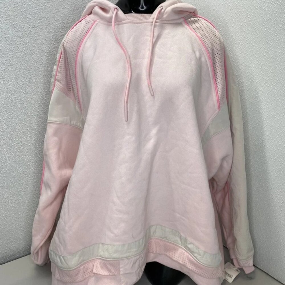 FP Movement Women's Racing Stripes Pullover Hoodie Heirloom Pink Size S | NWT